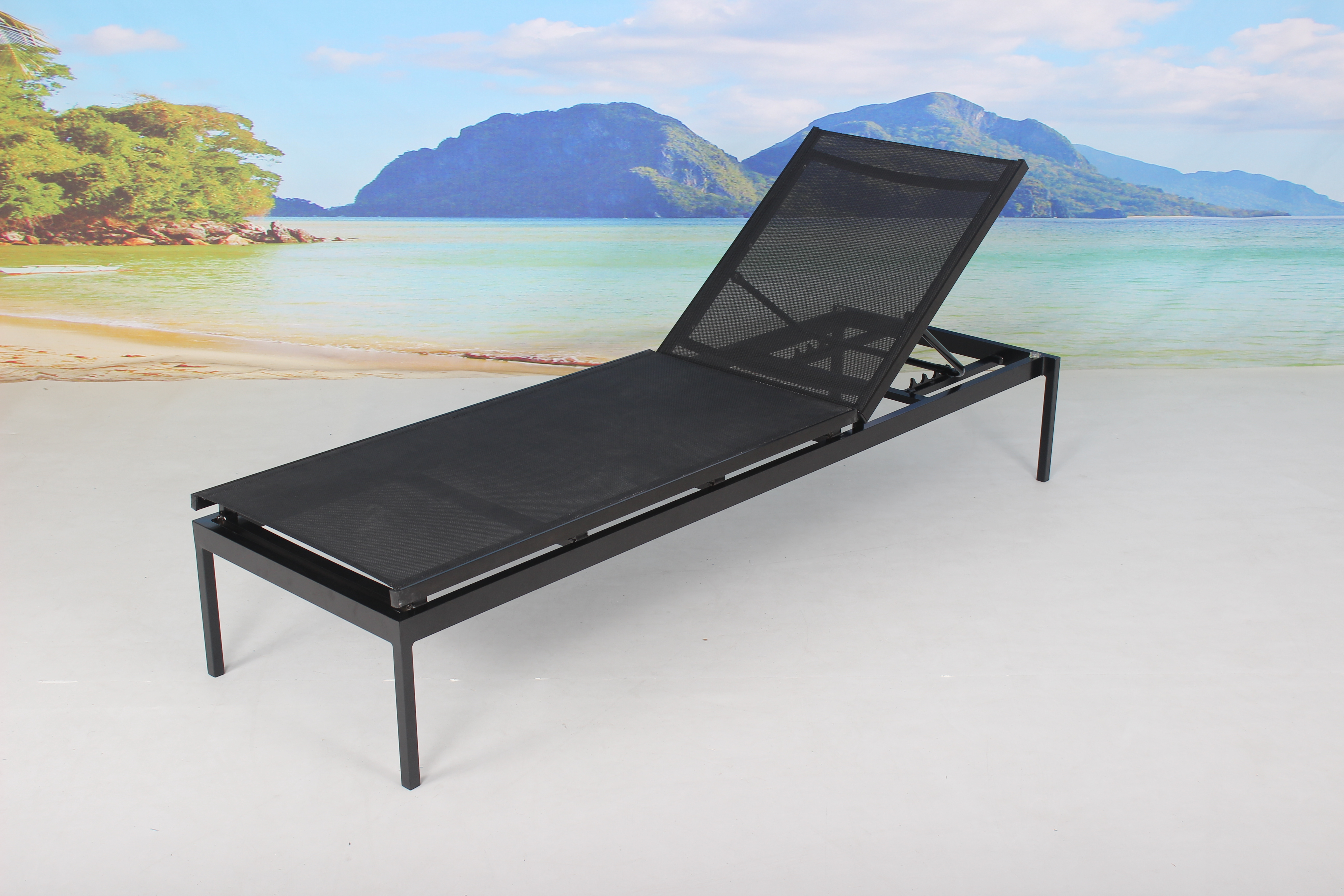 Black outdoor aluminum adjustable chaise lounge