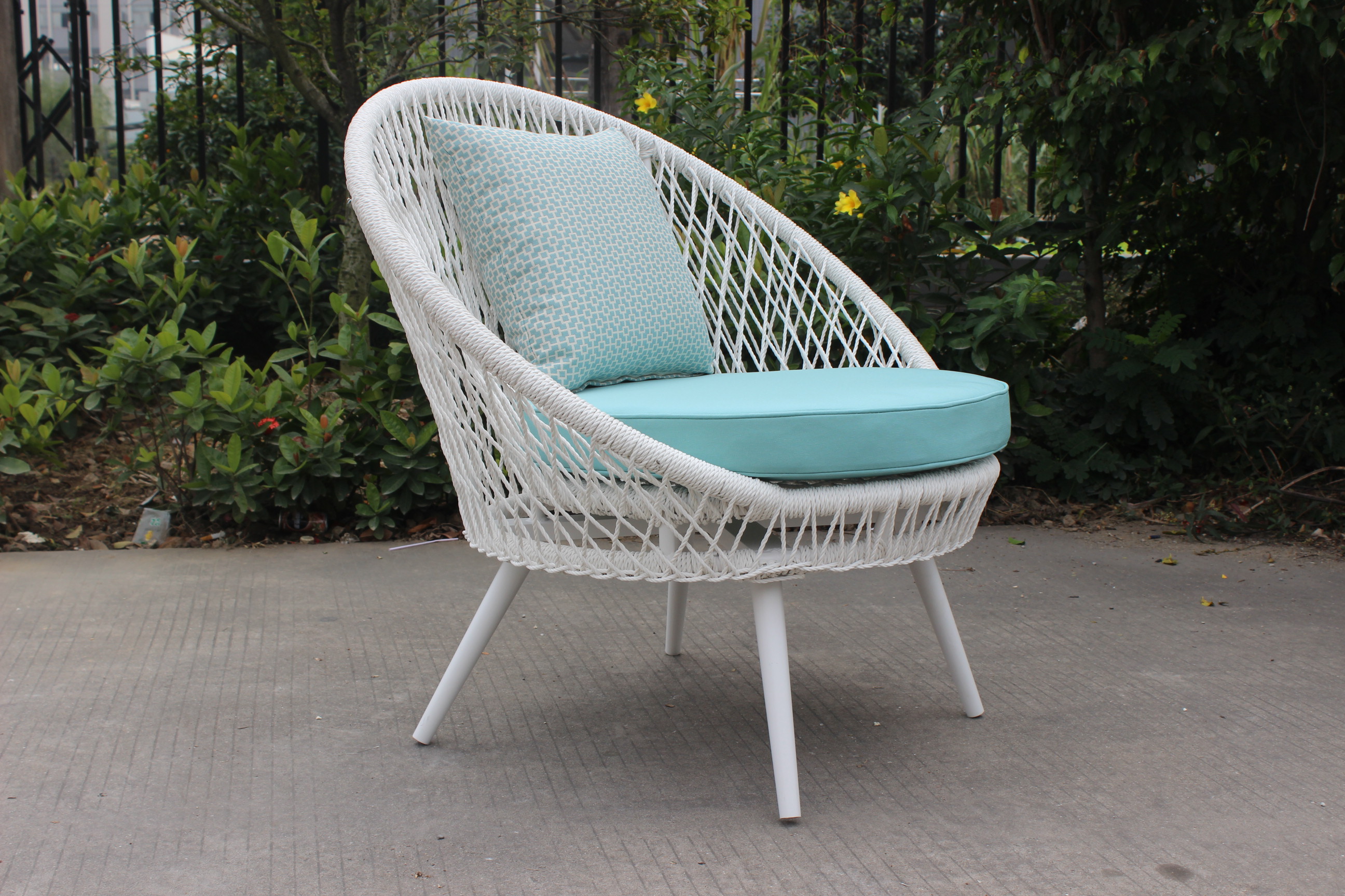 White patio terrace rope sofa furniture set
