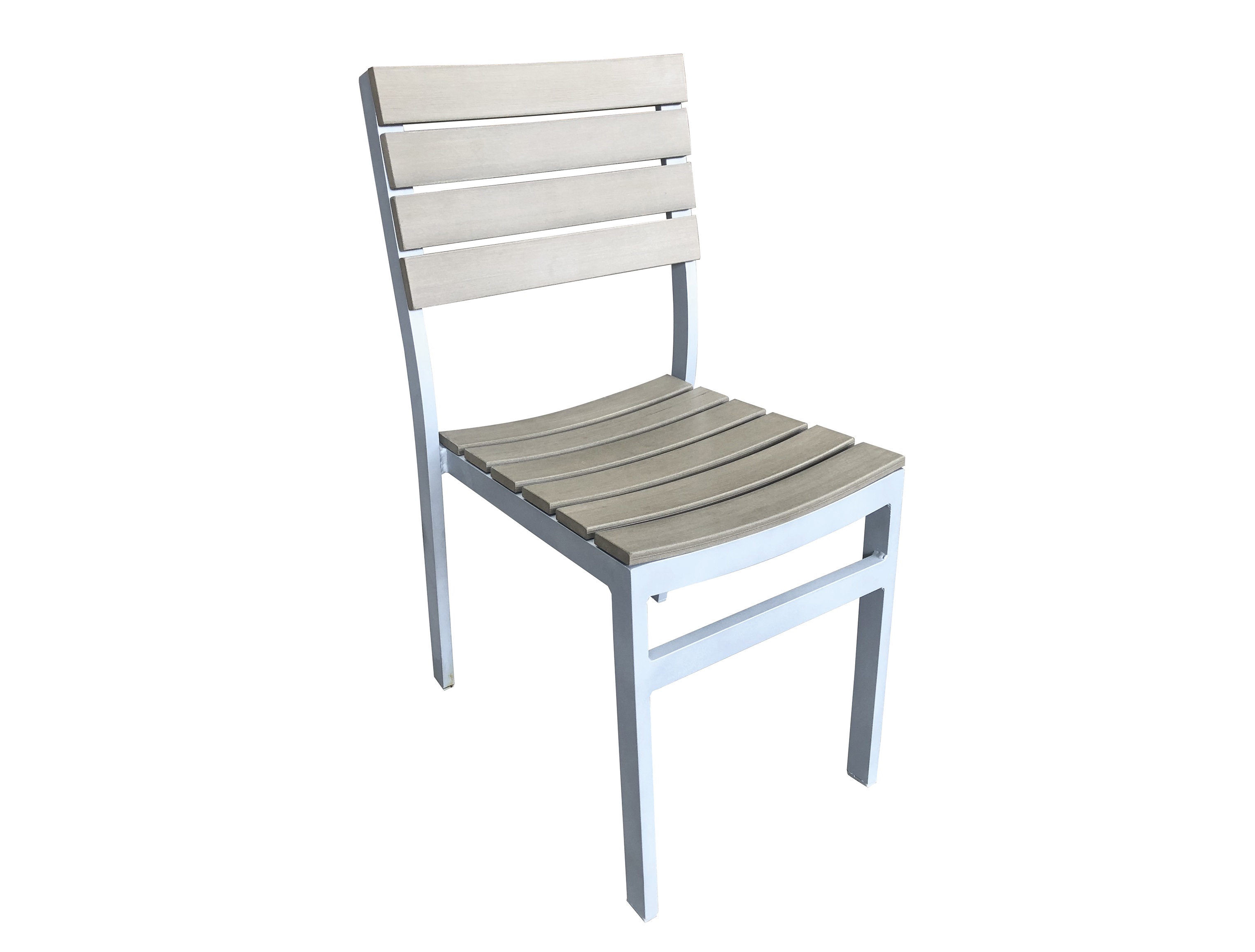 Outdoor aluminum plastic wood armless dining chair