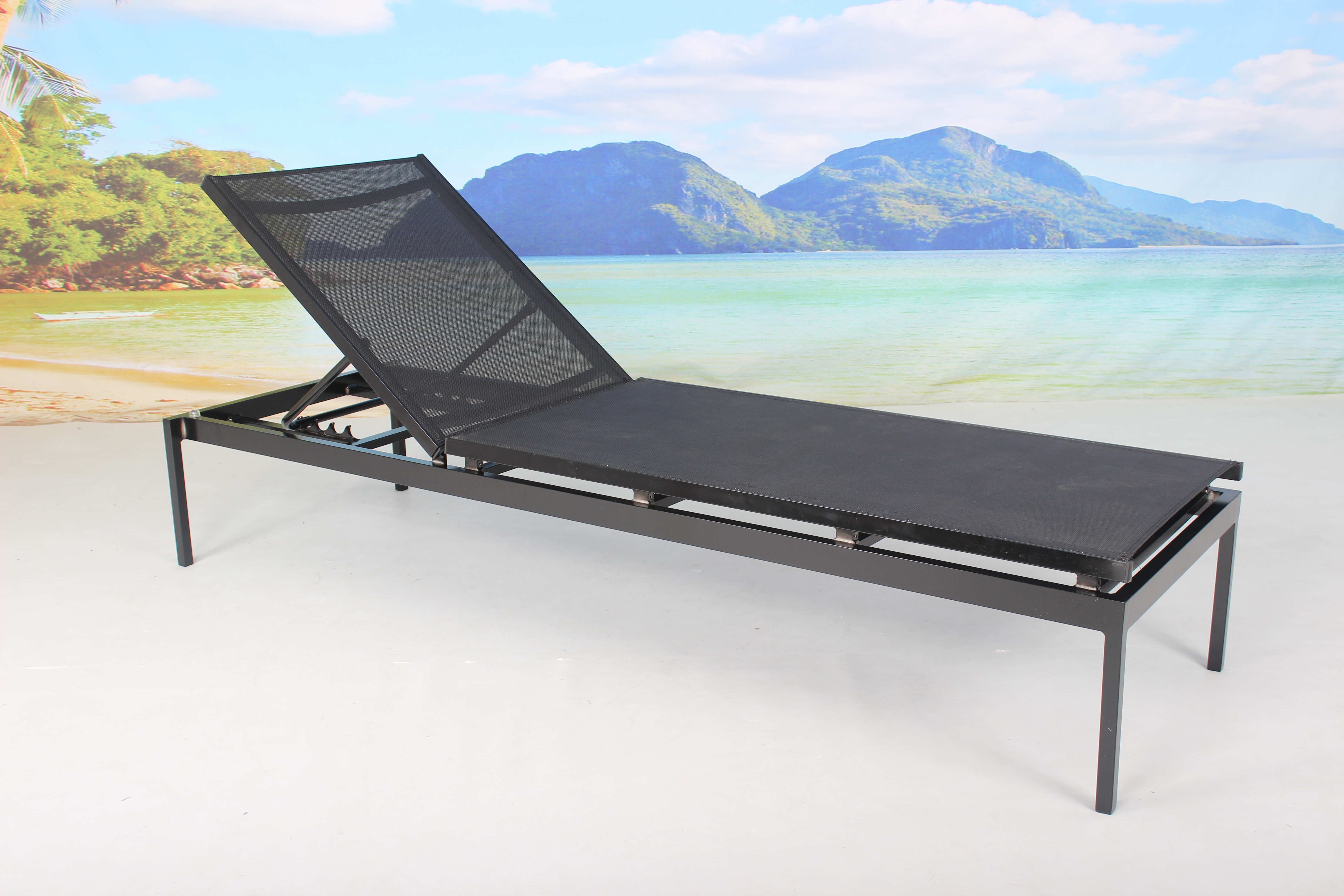 Black outdoor aluminum adjustable chaise lounge
