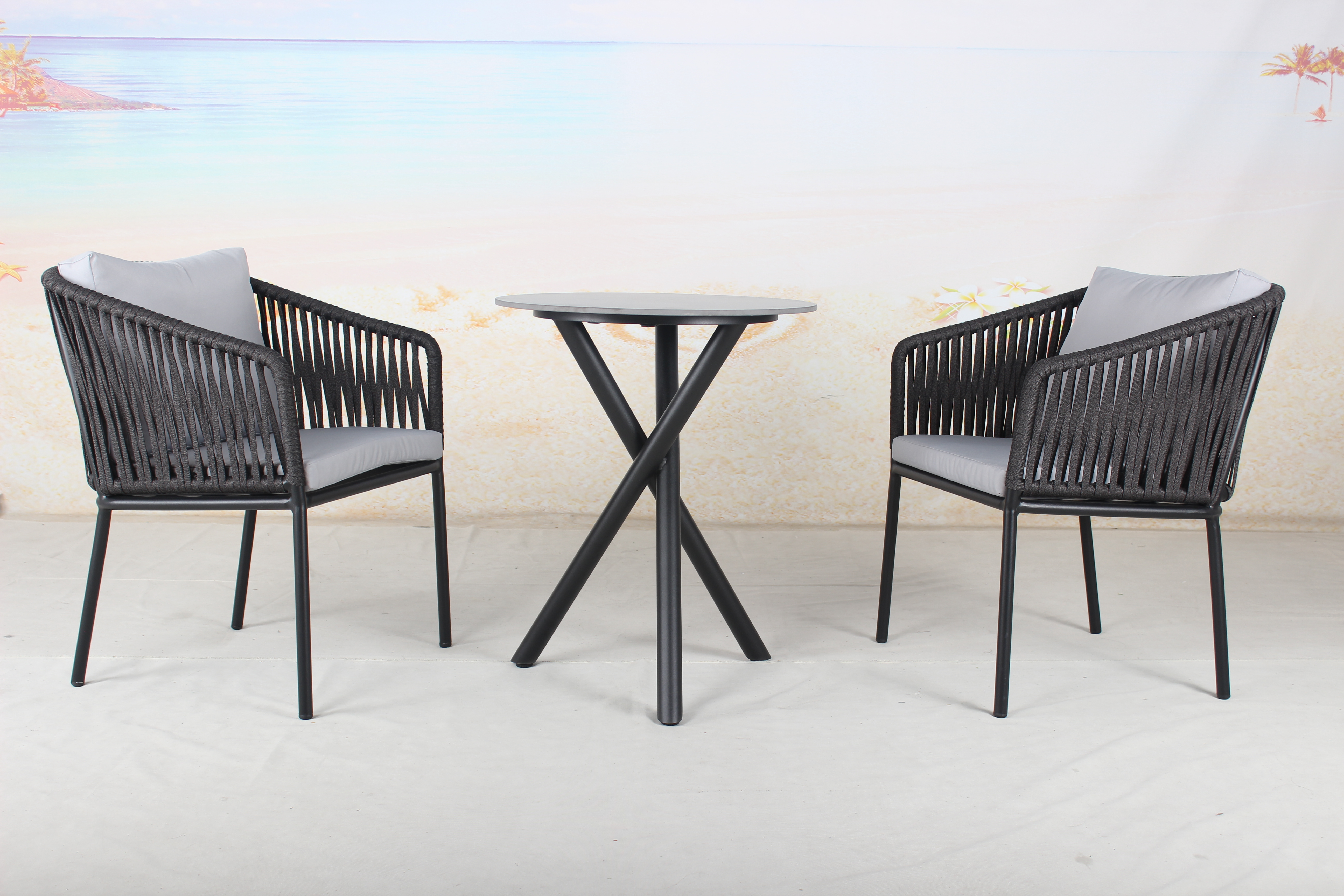 3 piece balcony black table and chairs set