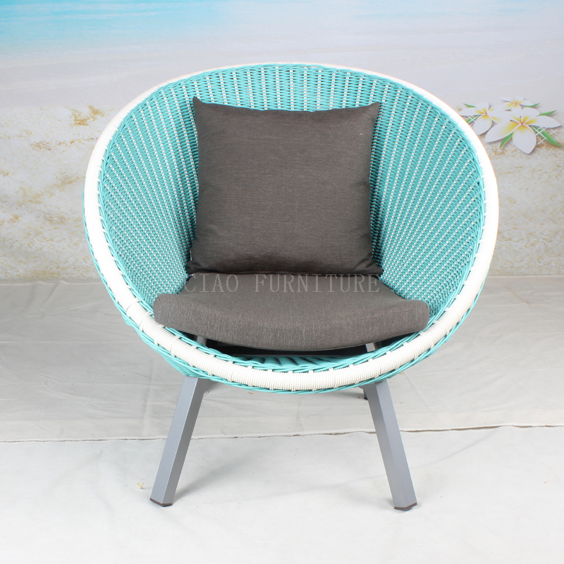 Outdoor wicker patio chair with cushion