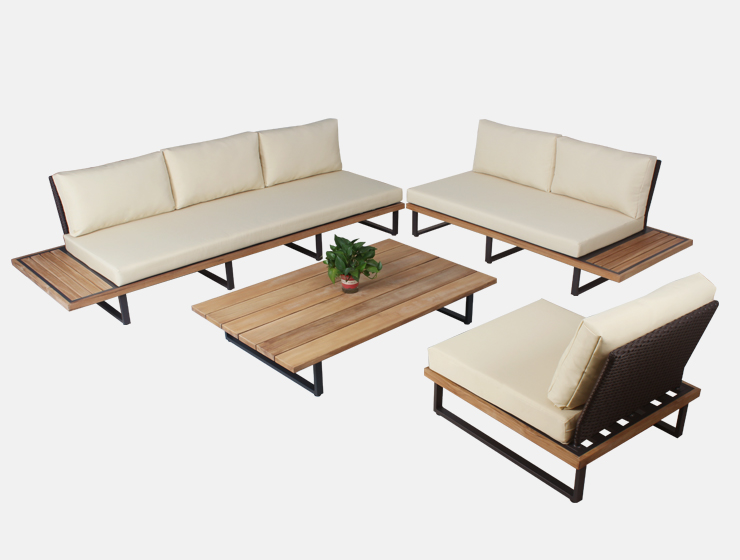 Solid wood yellow modern outdoor sofa set