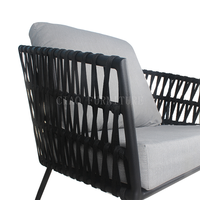 Black rope patio outdoor dining chair from China manufacturer CIAO