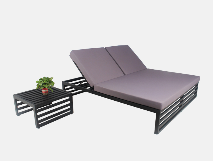 Aluminum black hotel outdoor double bed