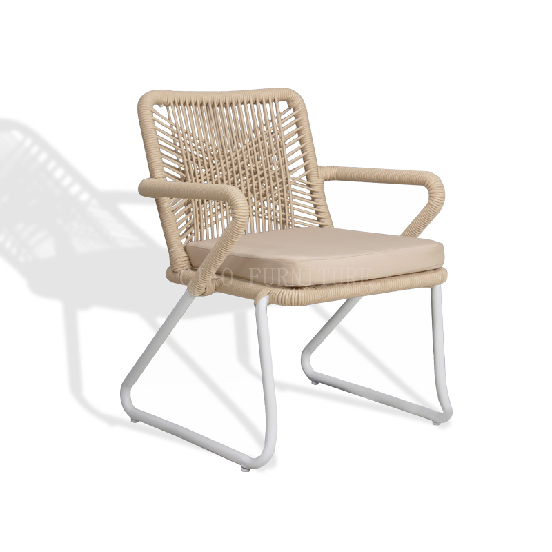 Rope weave beige hotel Outdoor chair