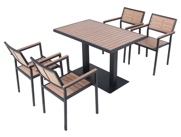 5 piece patio plastic wood dining furniture set