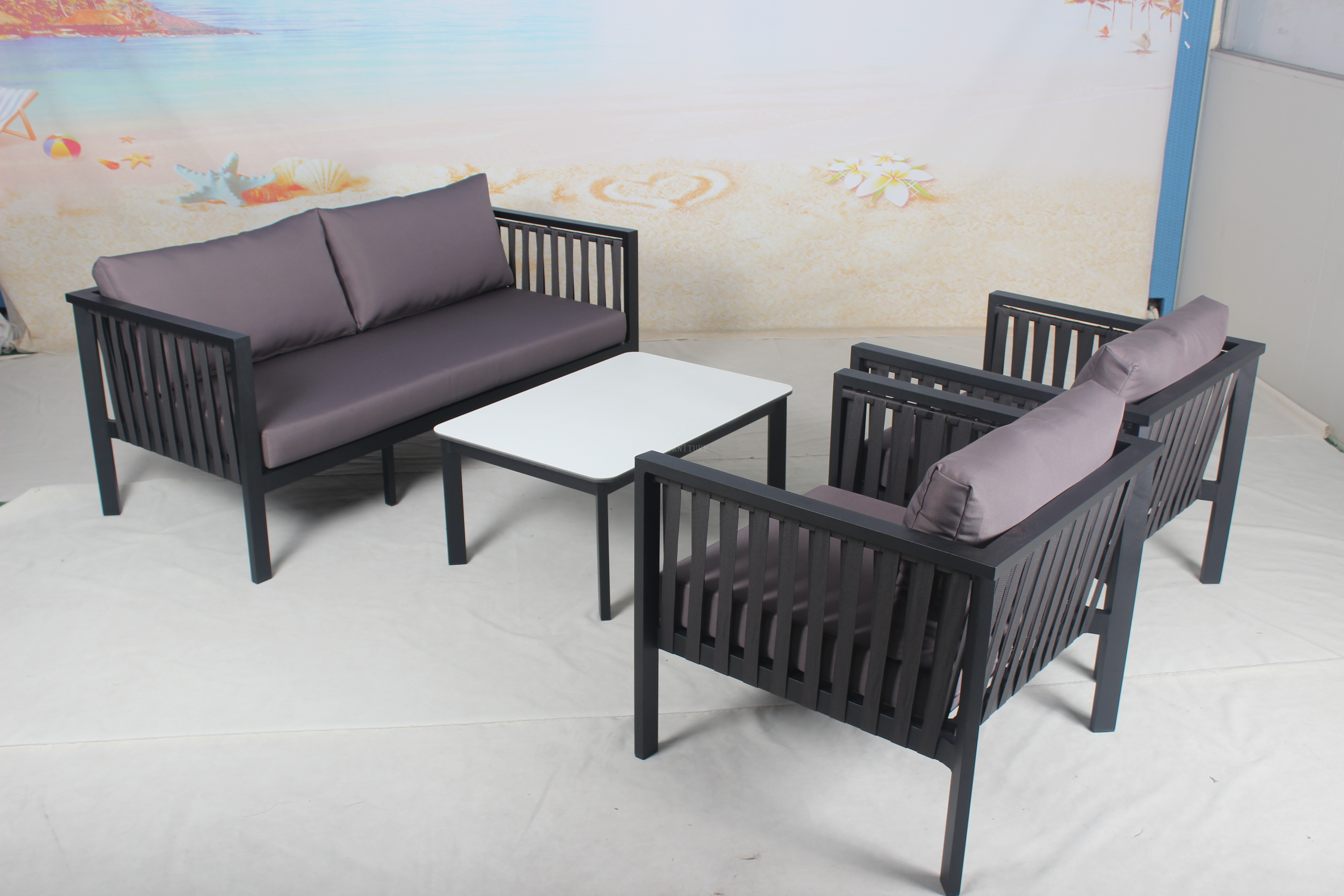 Aluminum frame rope weaving sofa furniture