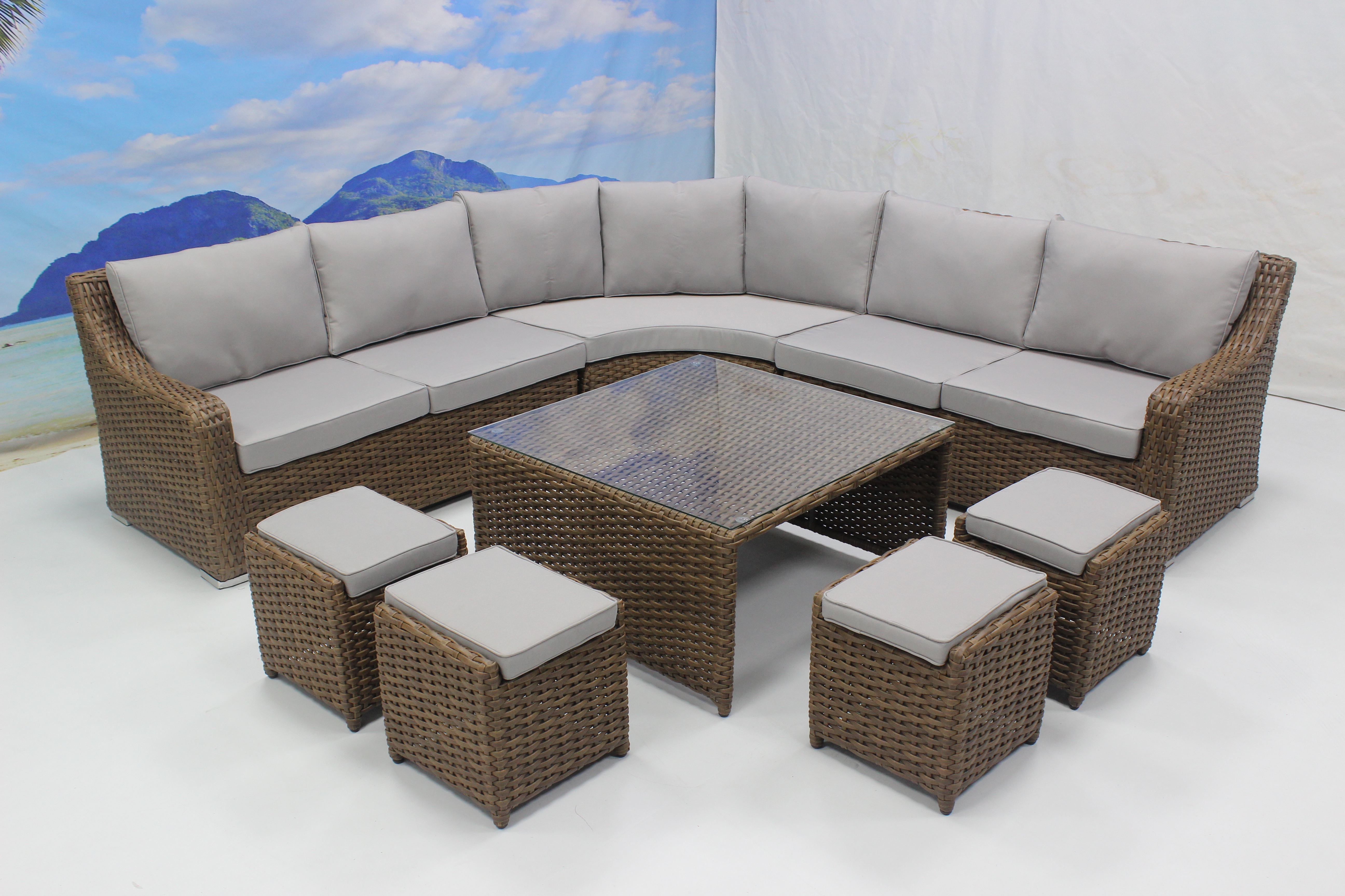 Wicker outdoor patio sectional sofa set