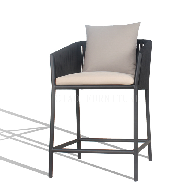 Rope black stylish hotel outdoor bar chair