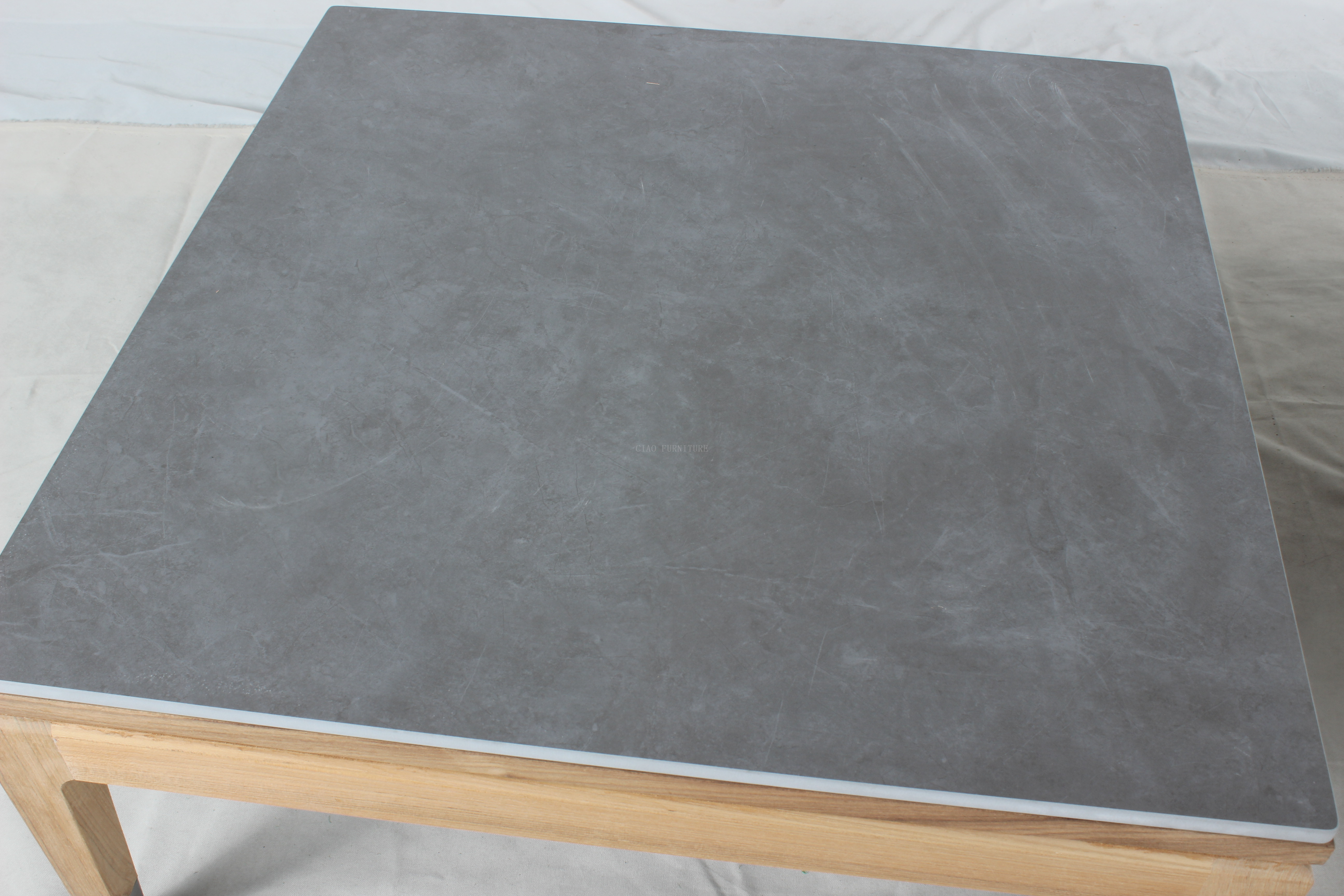 Square sintered stone top wood coffee table