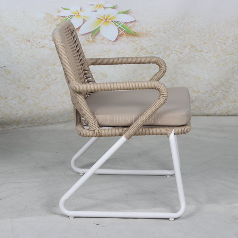 Rope weave beige hotel Outdoor chair