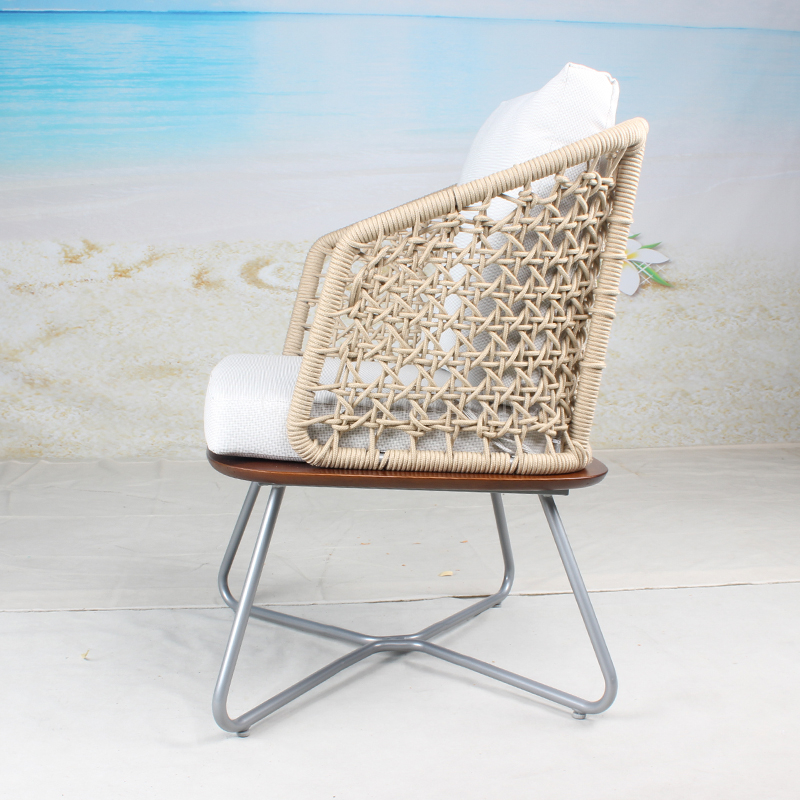 Patio outdoor woven rope single chair