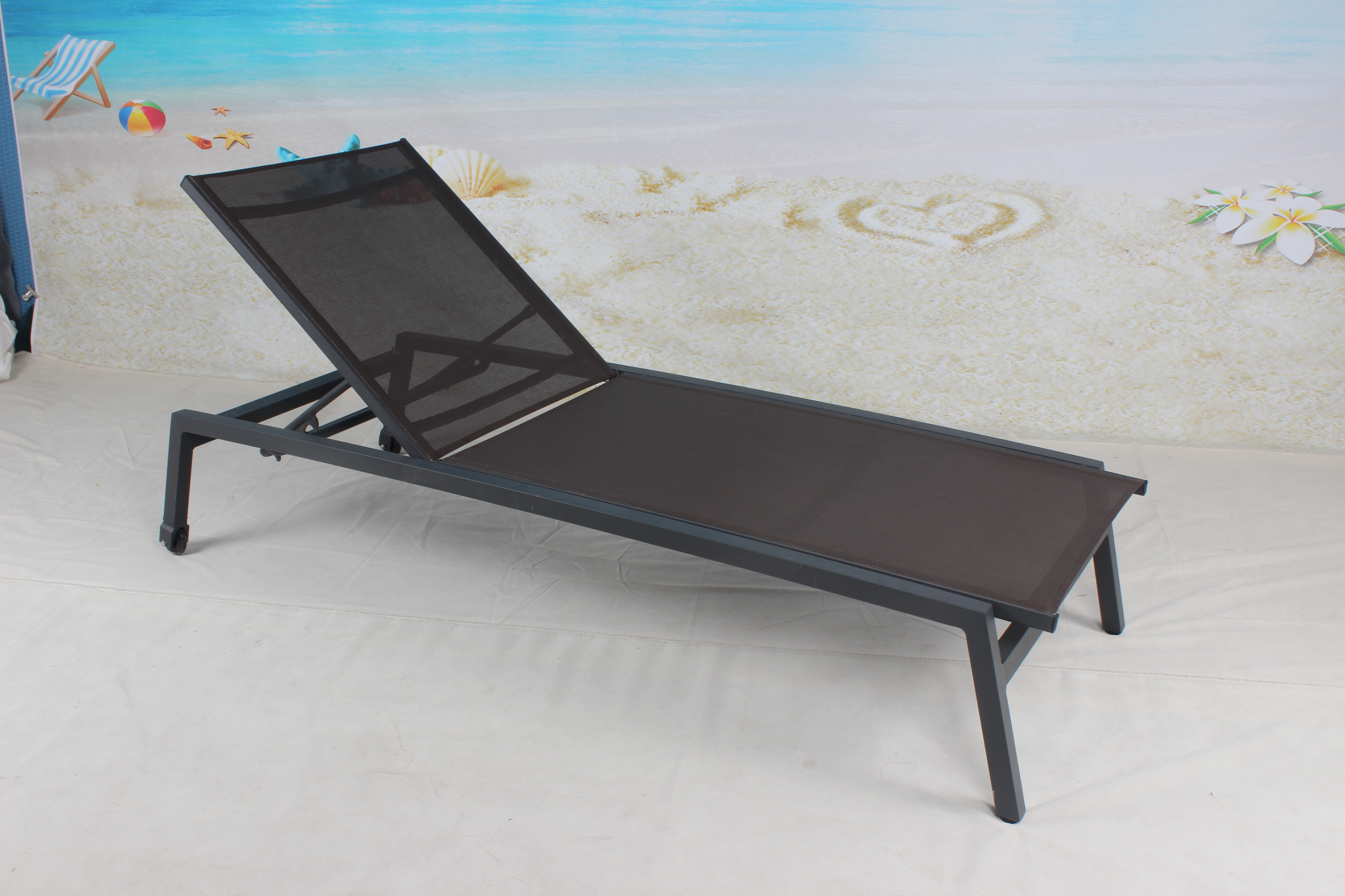 Black aluminum outdoor chaise lounge chair