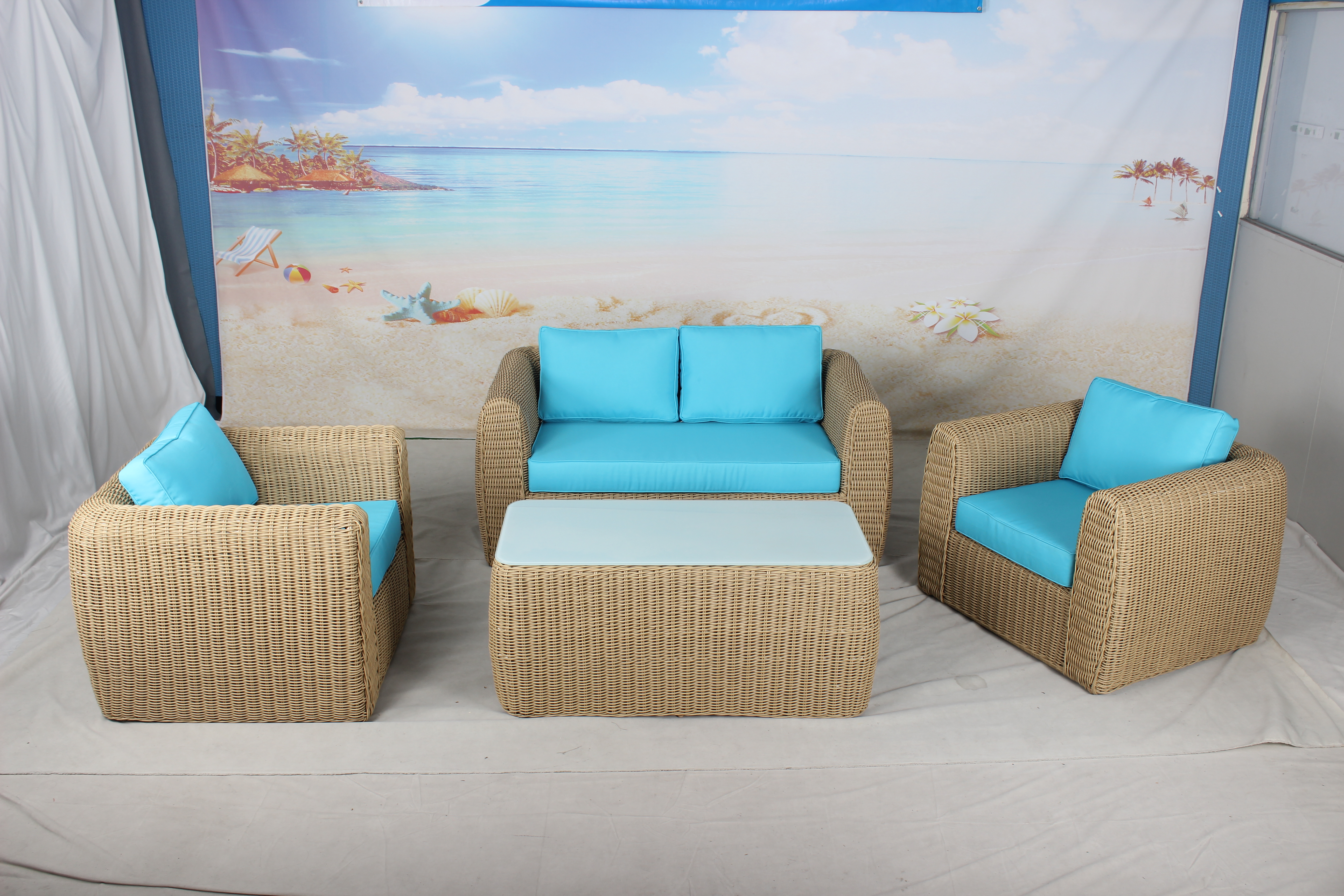 4 seater patio rattan couch furniture set