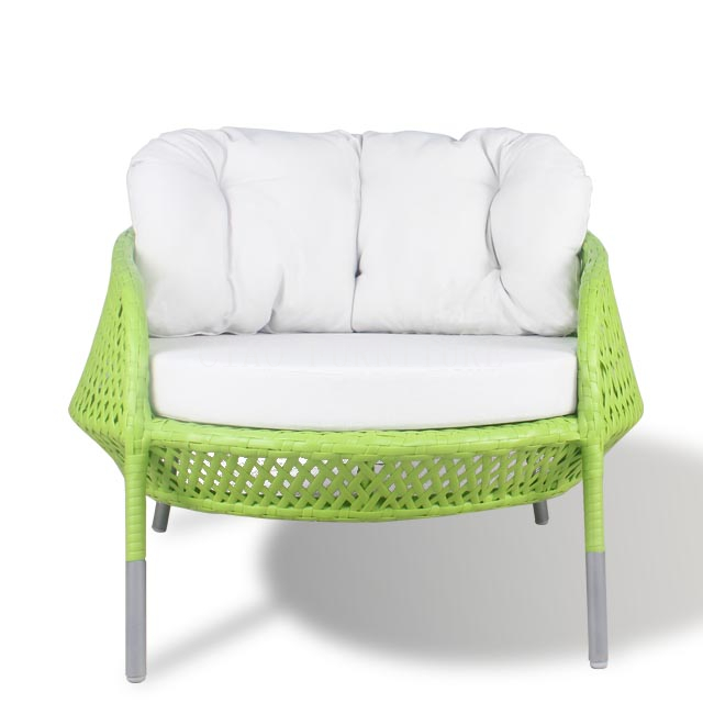 Green rattan patio single sofa chair