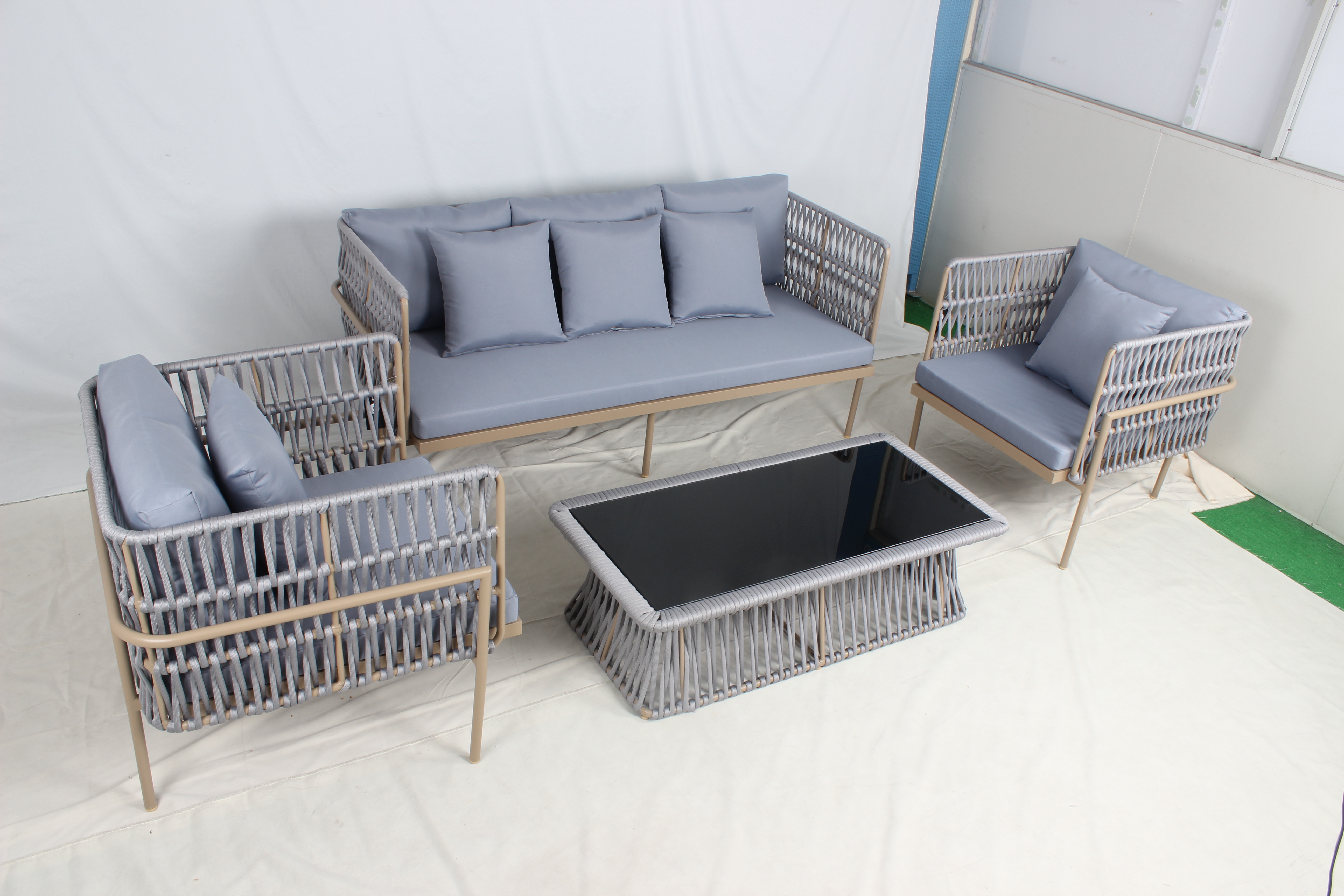 Wicker gray modern outdoor sofa set
