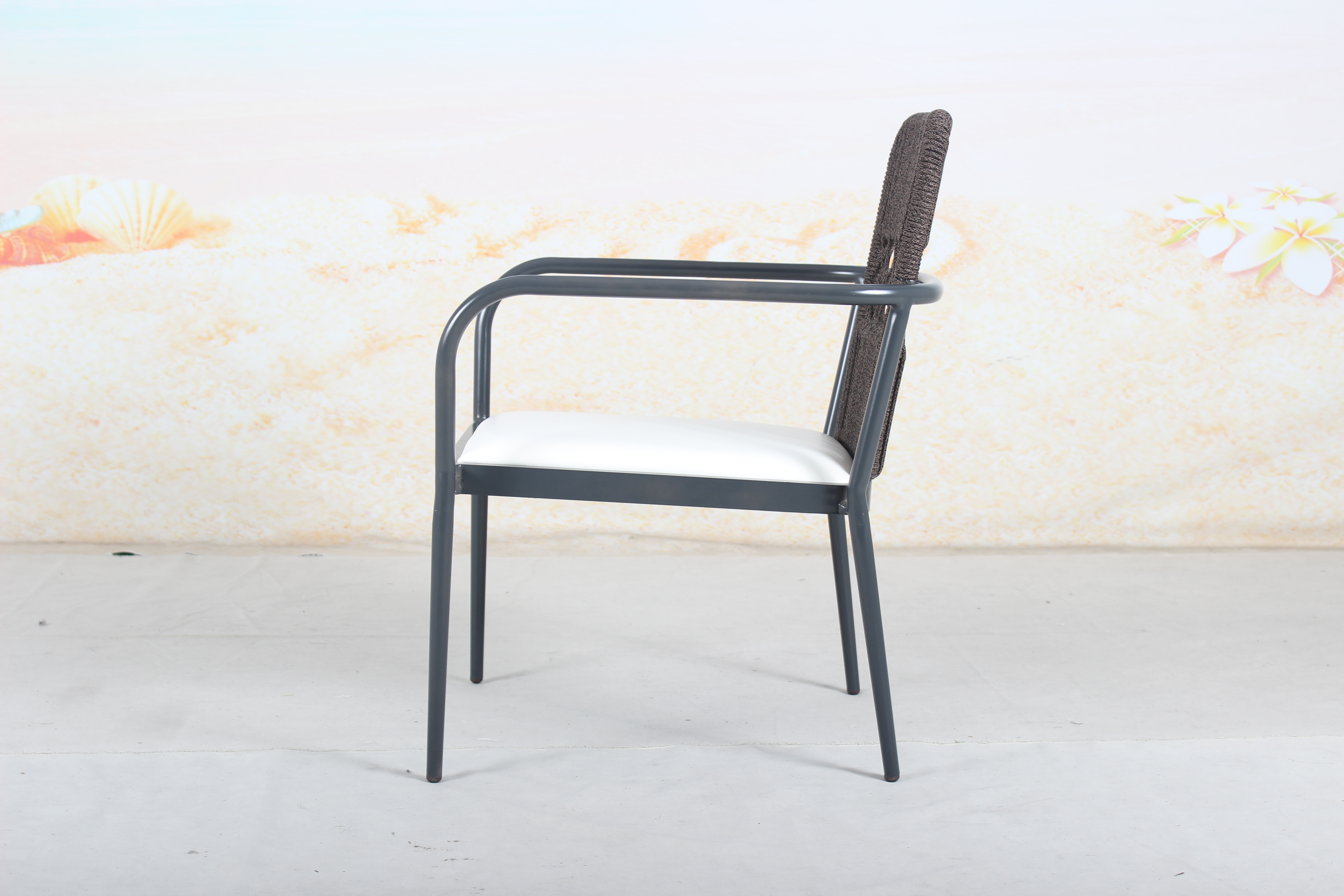 Outdoor restaurant rope woven dining chair
