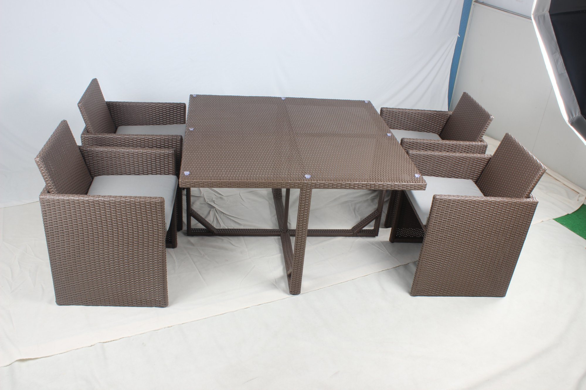 4 seater patio rattan cube dining furniture set