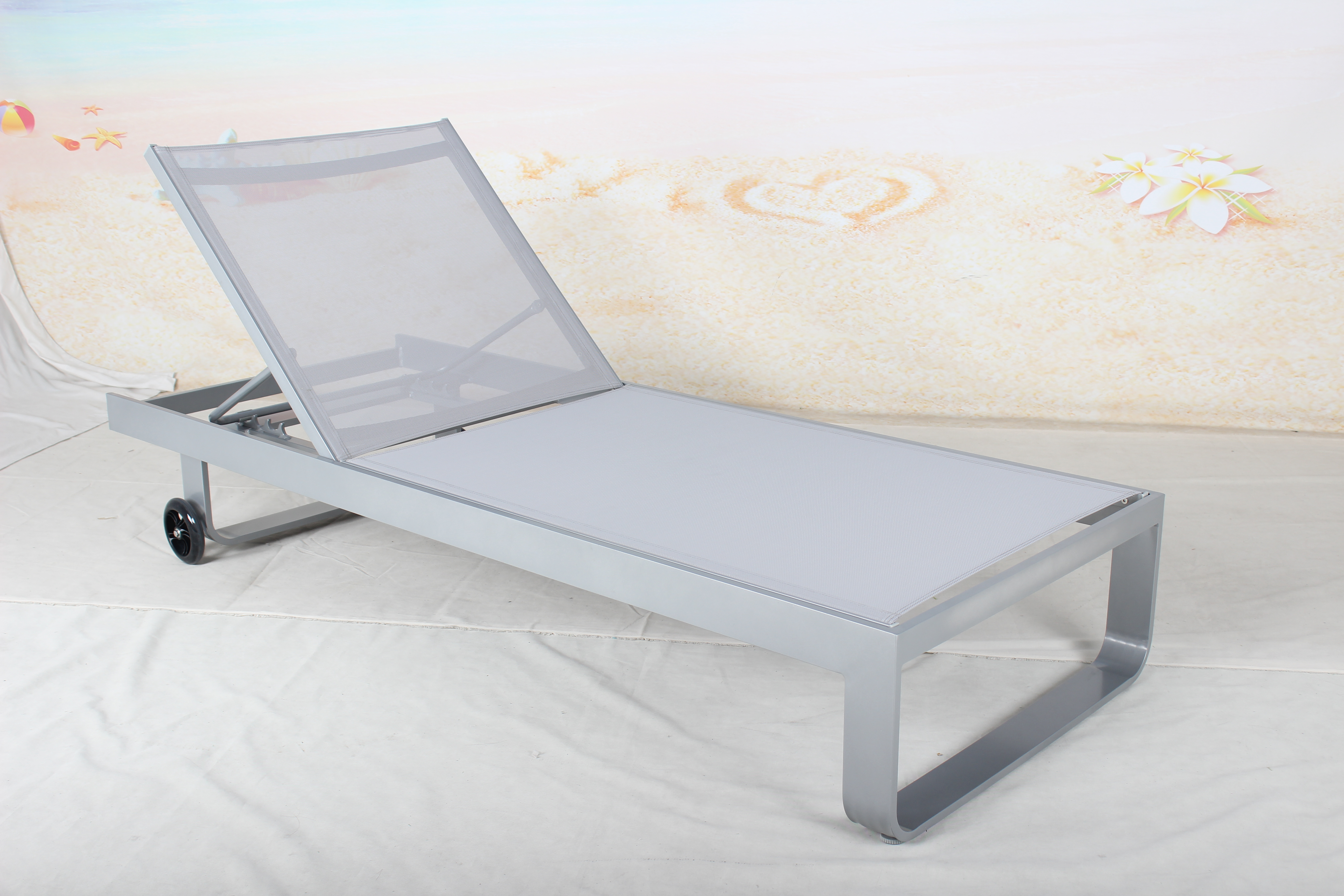 Grey outdoor pool aluminum sun lounger 