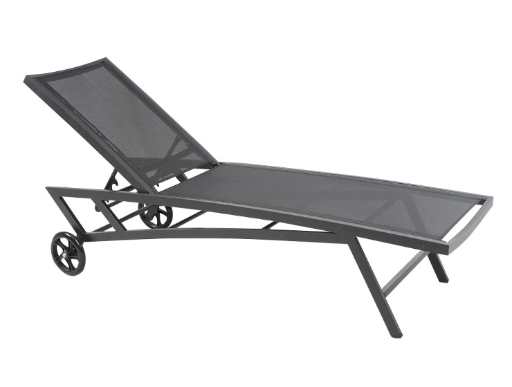 Black aluminum hotel pool chaise lounge chair from China manufacturer